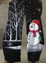 Women Plus Size Christmas Snowman Loose Casual Black Straight Pants