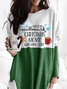 Women's Green Long Sleeve Dress Christmas Print With Pocket 