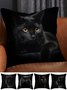 Christmas Banquet Party Black Cat Pattern Home Pillow Cushion