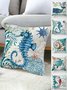 Banquet Party Pool Beach Vacation Turtle Seahorse Conch Print Home Pillowcase 45*45
