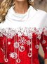 Women's Red Long Sleeve turtleneck Tops Christmas Snowflake Print