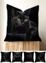Christmas Banquet Party Black Cat Pattern Home Pillow Cushion