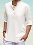 Men's Plain Cotton Linen Casual Short Sleeve Shirt