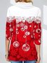 Women's Red Long Sleeve turtleneck Tops Christmas Snowflake Print