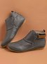 Women'S Non-Slip Ankle Boots Round Toe Low Wedge Heel Cowboy Boots 