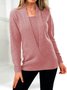 JFN V-neck Casual Warm 2-in-1 Tunic Sweater
