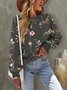 Loose Crew Neck Floral Casual Sweatshirt
