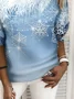 Women Christmas Crewneck Sweatshirt Fashion snowflake Print Long Sleeve Shirt Casual Loose Fit Top