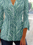 Women's Geometric Casual V-neck Daily Hot List A-Line Top Long Sleeve Henry Collar Polka Dots Stripes Tunic