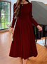 Women Simple Red Long Sleeve Formal Fitted Evening Occassion Long Dress