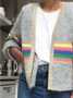 Loose Casual Color Block Sweater Coat
