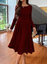 Women Simple Red Long Sleeve Formal Fitted Evening Occassion Long Dress