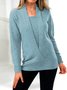 JFN V-neck Casual Warm 2-in-1 Tunic Sweater