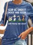 Women's Crew Neck Text Letters Casual Spring/Fall Cotton-Blend Long Sleeve Sweatshirt