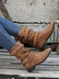 Ruched Buckle Casual Leather Booties