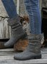 Ruched Buckle Casual Leather Booties