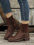 Retro Stitching Lace-up Zipper Boots