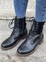 Retro Stitching Lace-up Zipper Boots