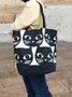 Casual Black Cat Pattern Shoulder Bag Cat Pattern Shopping Bag Everyday Outing Clothing Matching