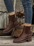 Retro Stitching Lace-up Zipper Boots