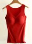 Women's Fixed Chest Pad Seamless Heat Develvet Warm Bottoming Vest Plus Size