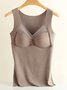 Women's Fixed Chest Pad Seamless Heat Develvet Warm Bottoming Vest Plus Size