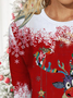 Women's Red Sweatshirt  Christmas Reindeer Printed