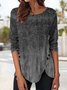 JFN Women Crew Neck Casual Floral Print Ethnic Gradient Long Sleeve Tunic Top
