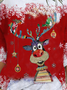 Women's Red Sweatshirt  Christmas Reindeer Printed