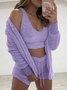 Homewear Sleeve Fur Fashion Three-piece Back Long Velvet Casual Heart Plus Size