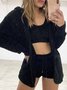 Homewear Sleeve Fur Fashion Three-piece Back Long Velvet Casual Heart Plus Size