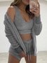 Homewear Sleeve Fur Fashion Three-piece Back Long Velvet Casual Heart Plus Size