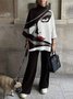 Half Turtleneck  Figure Abstract Two-Piece Set