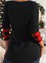 Women's Long Sleeve Faux Two Piece Tunic Tops Christmas Snowman Printed