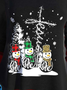 Women's Long Sleeve Faux Two Piece Tunic Tops Christmas Snowman Printed