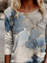 Women Cotton-Blend Ombre Casual  long sleeve T-Shirt