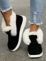 Women Warm Plus Size Casual Color Block Flat Heel Furry Snow Boots