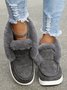 Women Warm Plus Size Casual Color Block Flat Heel Furry Snow Boots