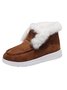 Women Warm Plus Size Casual Color Block Flat Heel Furry Snow Boots