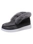 Women Warm Plus Size Casual Color Block Flat Heel Furry Snow Boots