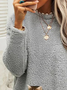 Plush Crew Neck Casual Cat Thermal Sweatshirt Dress