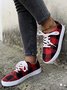 Christmas Red Plaid Black And White Plaid Leopard Casual Flat Shoes