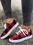 Christmas Red Plaid Black And White Plaid Leopard Casual Flat Shoes
