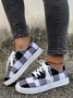 Christmas Red Plaid Black And White Plaid Leopard Casual Flat Shoes