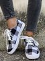 Christmas Red Plaid Black And White Plaid Leopard Casual Flat Shoes