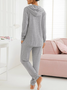 Women's plain casual loose zipper hooded lightweight Two Piece Sets