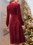 Plain Urban V Neck  Christmas Dress