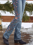 Casual Floral Denim Jeans