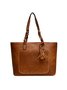 Vintage Oil Waxed Leather Fringe Zip Shoulder Bag Tote Bag