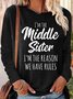 Women's Long Sleeve Blouse Spring/Fall Text Letters Cotton-Blend Crew Neck Daily Going Out Casual Top